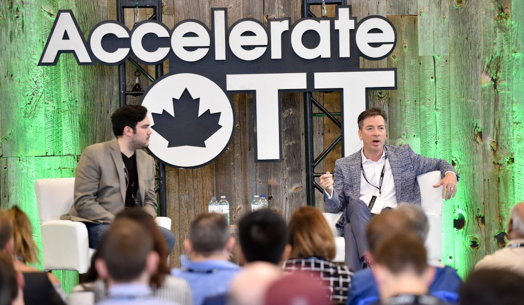 Andrew Waitman and  Franco Varriano at AccelerateOTT stage