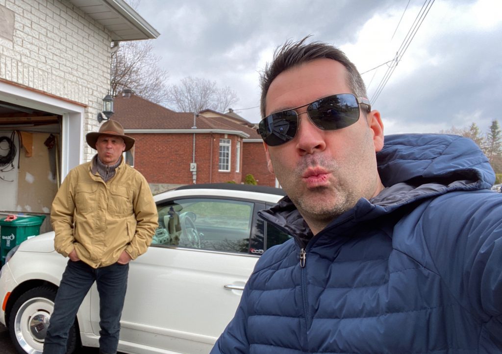 Matt Holland, CEO, CTO and Founder, Field Effect, completes a special meal delivery to team member Mark Malick and they commemorate the moment by striking a “blue steel” pose.
