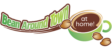Bean Around Town logo - which notes the new feature of "at home"