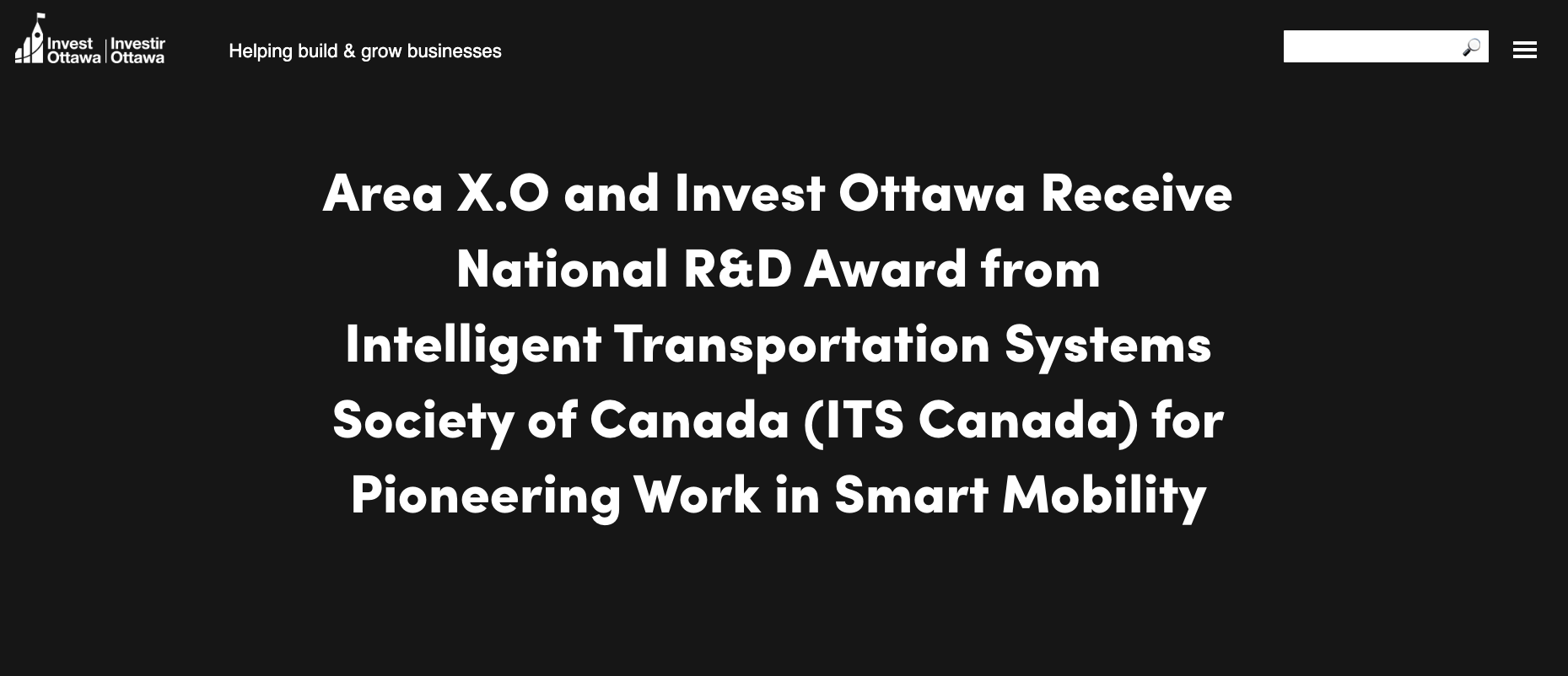 Area X.O and Invest Ottawa Receive National R&D Award from Intelligent