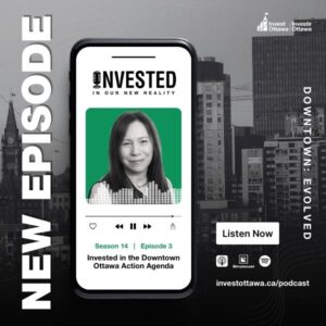 A promotional image for Episode 3 of the Invested In Our New Reality podcast from Invest Ottawa. 